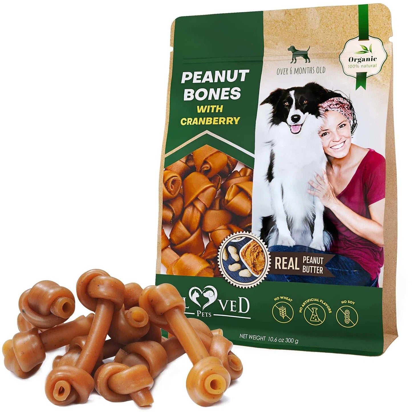 Dog Peanut Butter Bones With Cranberry Rawhide Free Chew Treats Pet Natural Mini & Big Organic Snacks Healthy Collagen & Bulk Best Chews For Small & Large Dogs - Purrfect Pet Haven