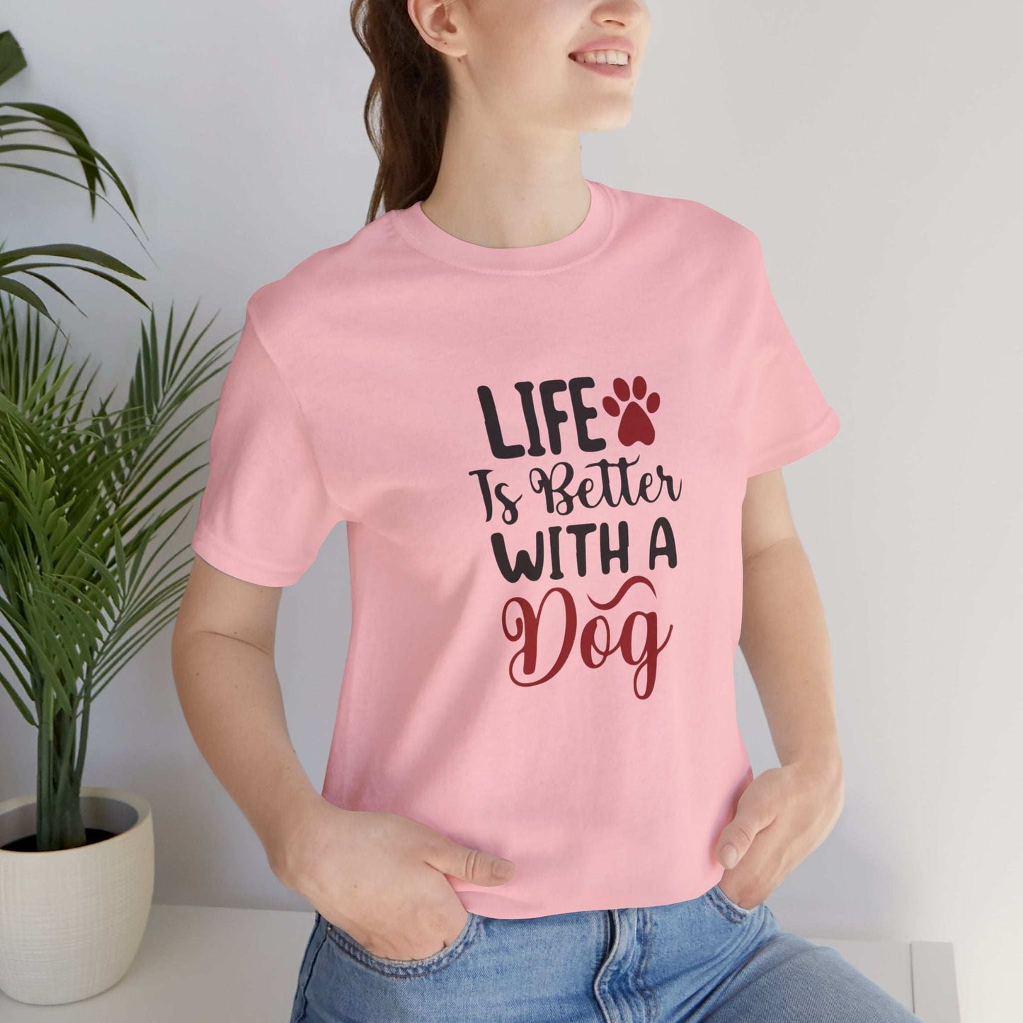 Life is Better with a Dog Tee - Unisex Jersey Short Sleeve T-Shirt - Purrfect Pet Haven