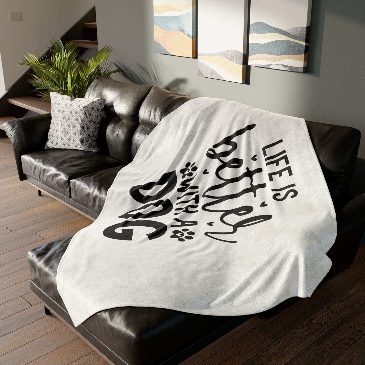Dog Lover's Soft Polyester Blanket - 'Life is Better with a Dog' - Purrfect Pet Haven