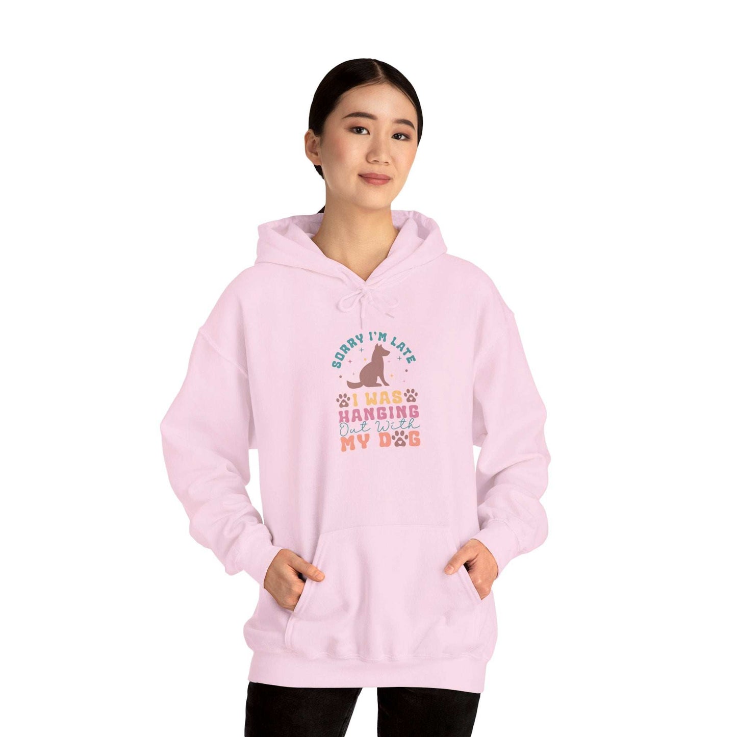 Funny Dog Lover Sweatshirt - "Sorry I'm Late, I Was Hanging Out With My Dog" - Unisex Heavy Blend™ Hoodie - Purrfect Pet Haven