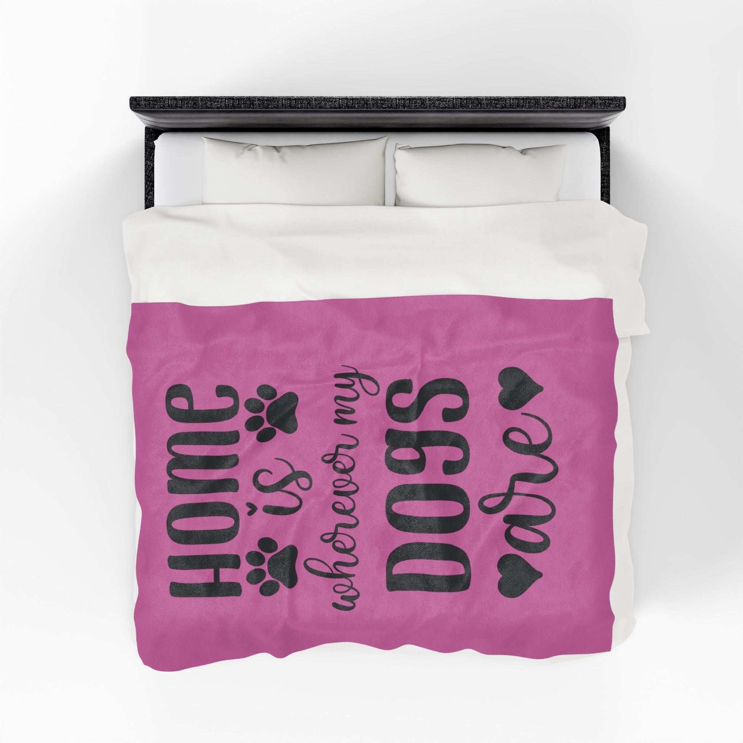 Cozy Pet Lover's Blanket - "Home is Wherever My Dogs Are" - Velveteen Plush - Purrfect Pet Haven