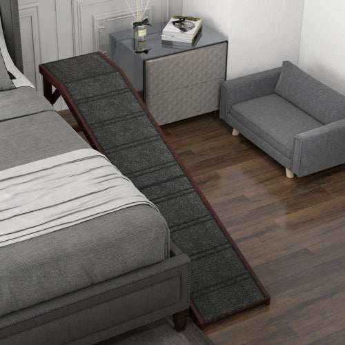 PawHut Dog Ramp for Bed - Non-Slip Carpet Pet Ramp - Purrfect Pet Haven