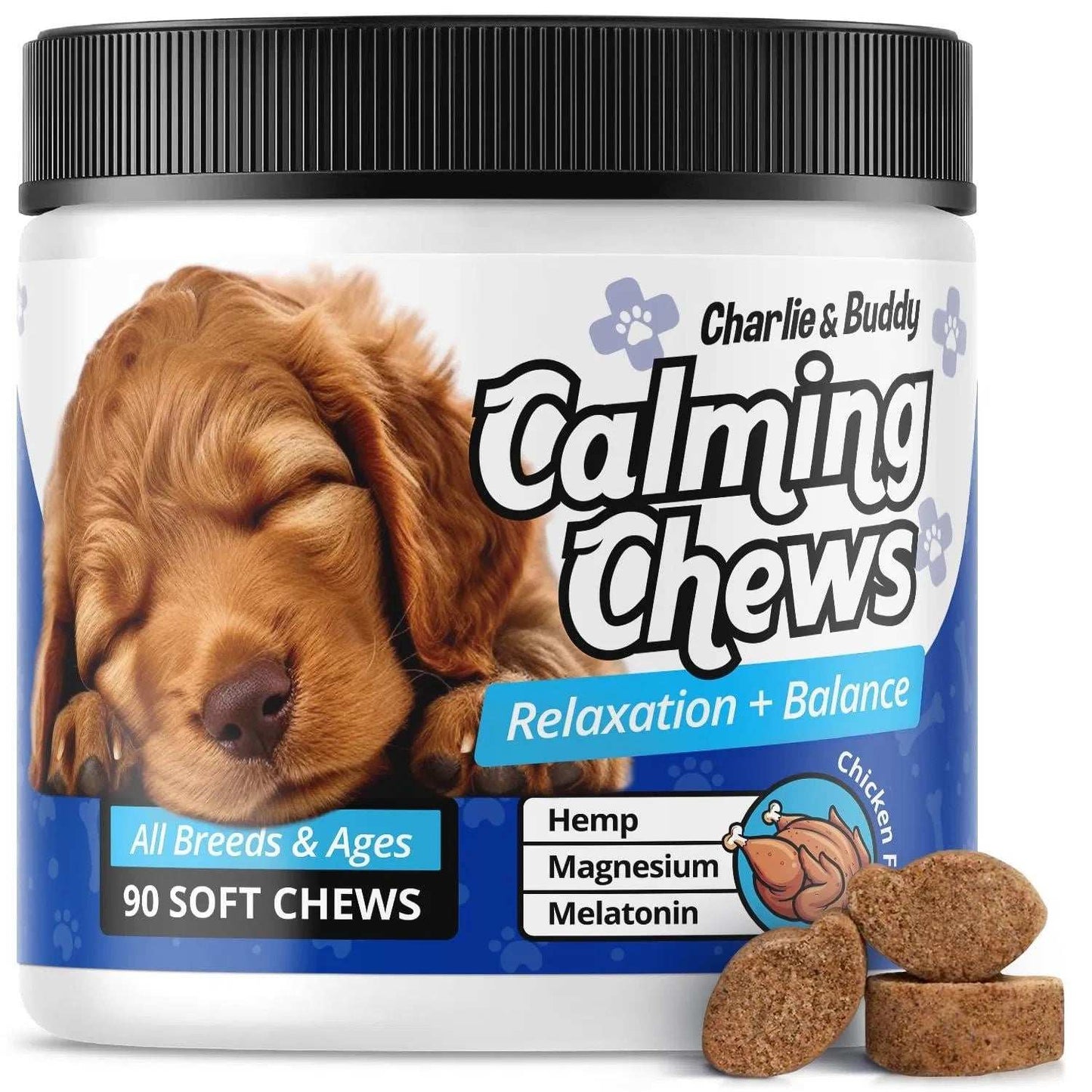 Calming Chews For Dogs Dog Anxiety Relief Promote Relaxation Dog Calming Chews With Melatonin For Dogs Chamomile Magnesium Citrate 90 Soft Chews Chicken Flavor - Purrfect Pet Haven
