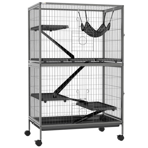 5-Tier Ferret Cage - 50" Tall with Rolling Wheels - Purrfect Pet Haven