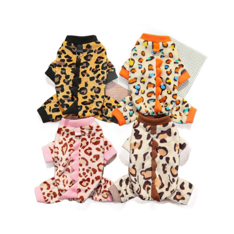 Dino Roar Fleece - Leopard Print Dog Hoodie - Purrfect Pet Haven