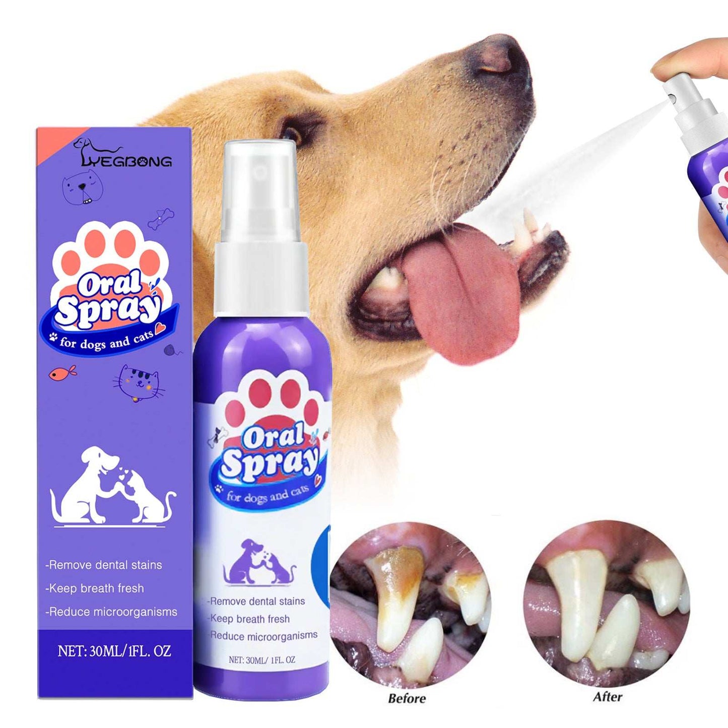 Teeth Cleaning Stain Removal Spray - Fresh Breath Pet Oral Care Spray - Purrfect Pet Haven