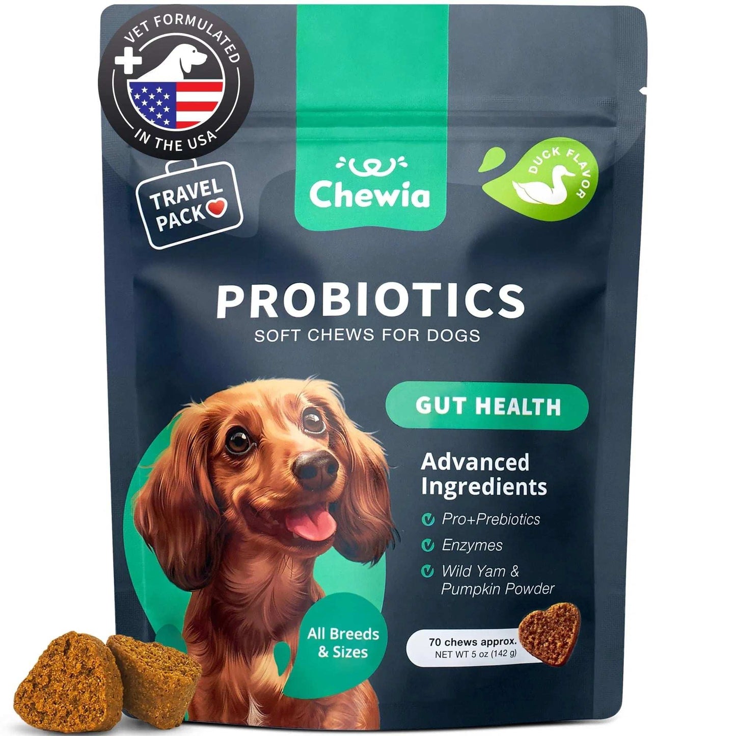 70 Probiotic Chews Support Gut Health, Yeast Balance, Itchy Skin and Allergies For Dogs - Purrfect Pet Haven