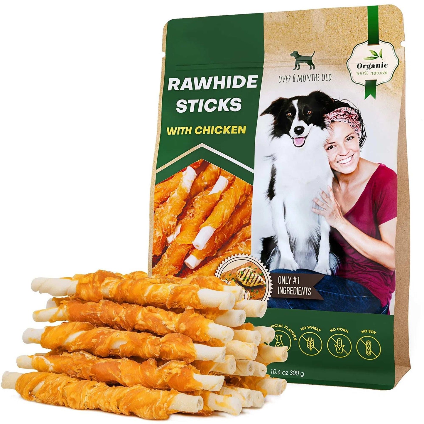 Dog Sticks Wrapped With Chicken & Pet Natural Chew Treats Grain Free Organic Meat & Human Grade Dried Snacks In Bulk For Training Small & Large Dogs - Purrfect Pet Haven