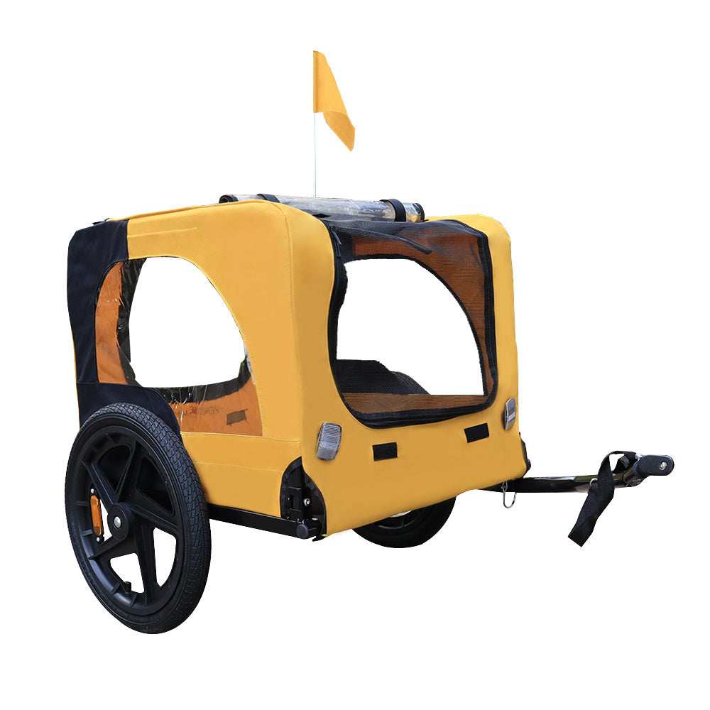 Yellow Outdoor Heavy Duty Foldable Practical Pet Stroller Dog Carrier With Bicycle Tow - Purrfect Pet Haven