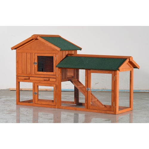 Rabbit Hutch - 2-Story Outdoor Wooden Cage - Purrfect Pet Haven