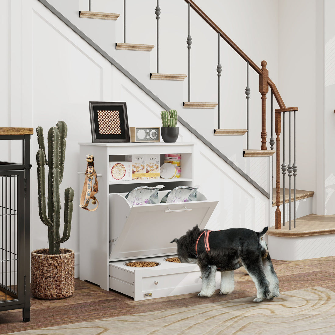 White Cat Litter Box Enclosure - Drawers and Storage