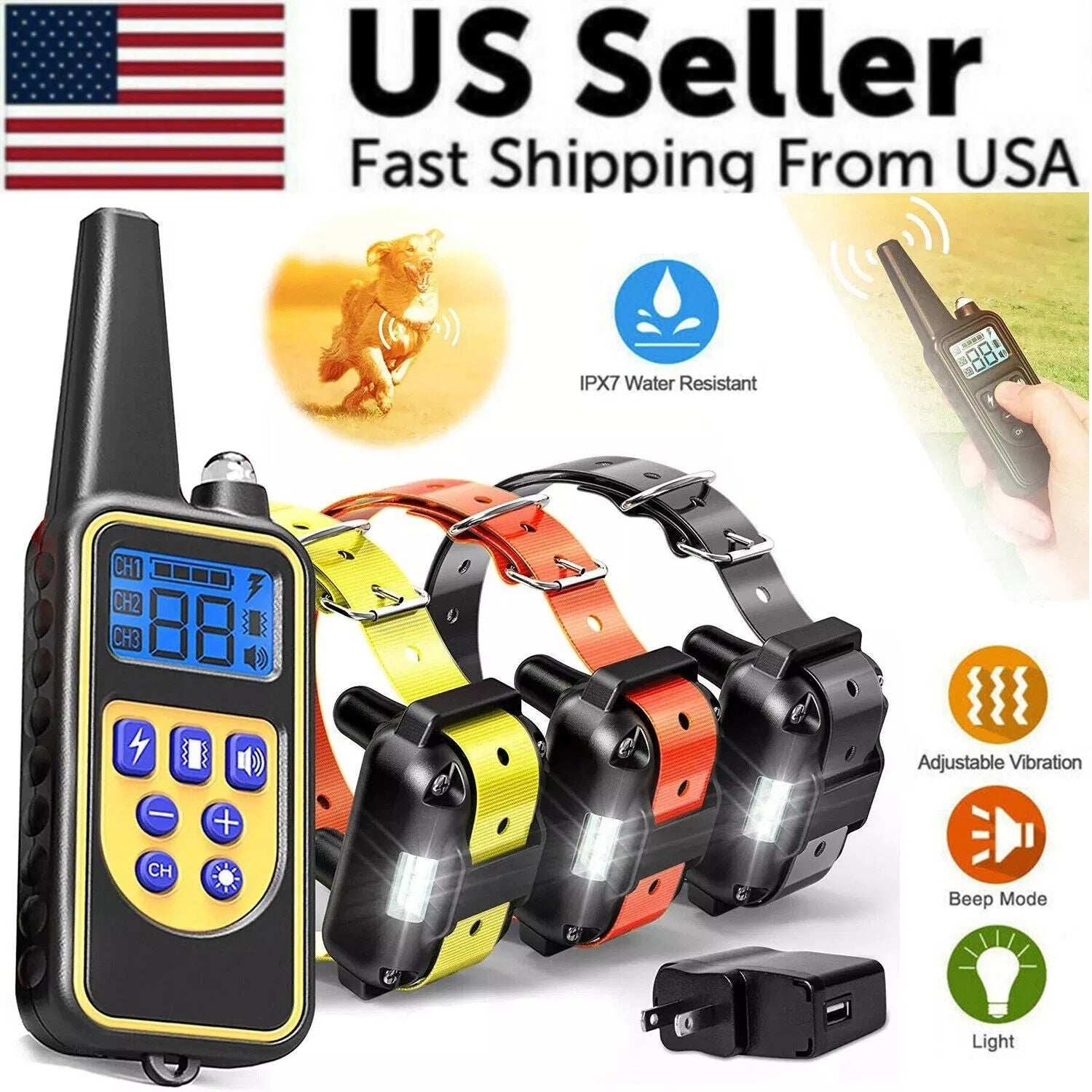 Dog Training Collar - 3000 FT Remote Waterproof Rechargeable - Purrfect Pet Haven