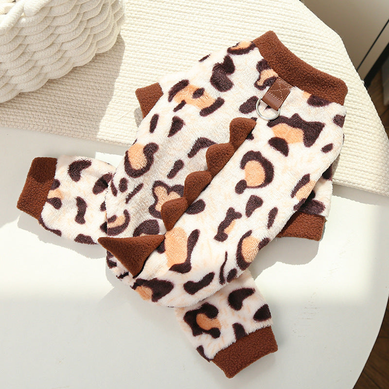 Dino Roar Fleece - Leopard Print Dog Hoodie - Purrfect Pet Haven