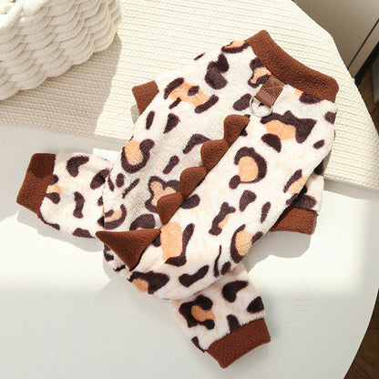 Dino Roar Fleece - Leopard Print Dog Hoodie - Purrfect Pet Haven