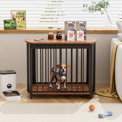 Furniture Style Dog Crate For Small And Medium Dogs - Modern Wooden End Table Kennel - Purrfect Pet Haven