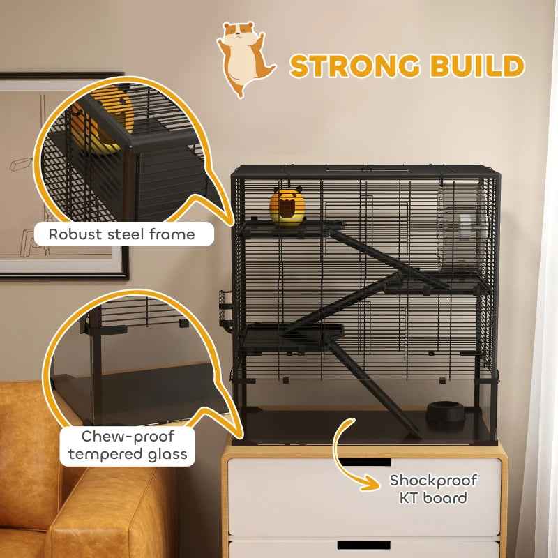 Large Hamster Cage - 4 Tier Deep Tempered Glass Bottom