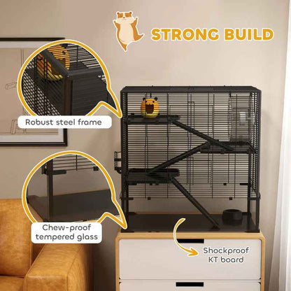 Large Hamster Cage - 4 Tier Deep Tempered Glass Bottom