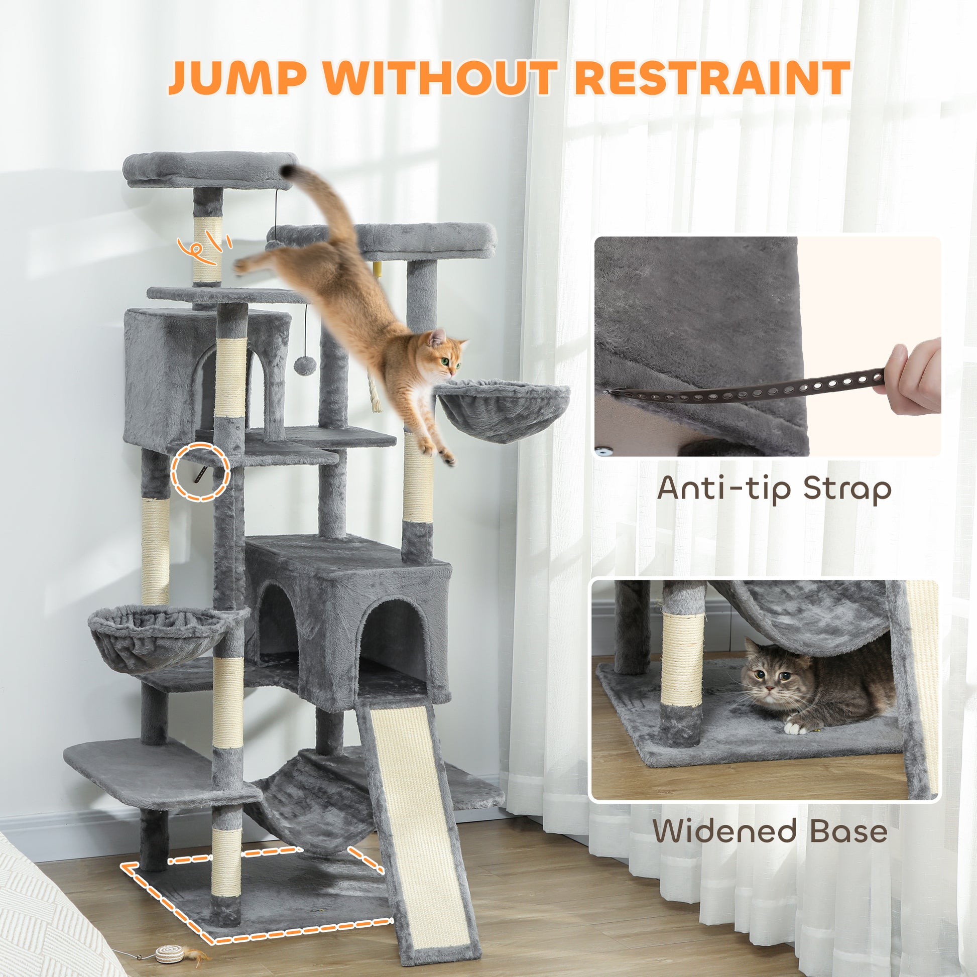 Multi-Level Cat Tower 69" - Cat Tree for Multiple Cats - Purrfect Pet Haven
