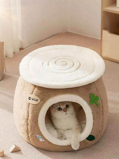 Cozy Tree Stump Pet Nest