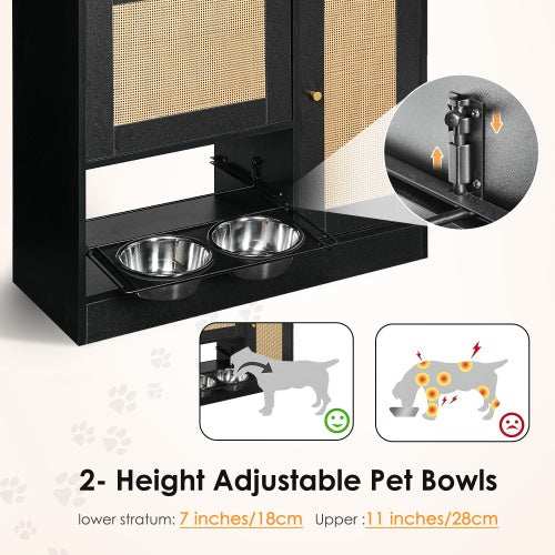 Elevated Dog Bowl Stand - 2 Bowls with Storage Cabinet - Purrfect Pet Haven