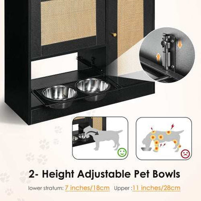 Elevated Dog Bowl Stand - 2 Bowls with Storage Cabinet - Purrfect Pet Haven