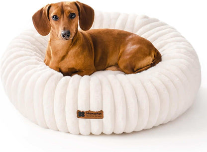 Donut Dog Bed - Calming Round Fluffy - Purrfect Pet Haven