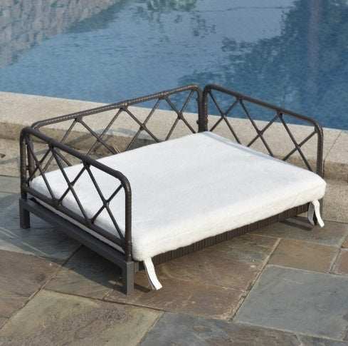 Wicker Pet Bed Rattan Dog Sofa Bed Outdoor Indoor Water Resistant - Purrfect Pet Haven