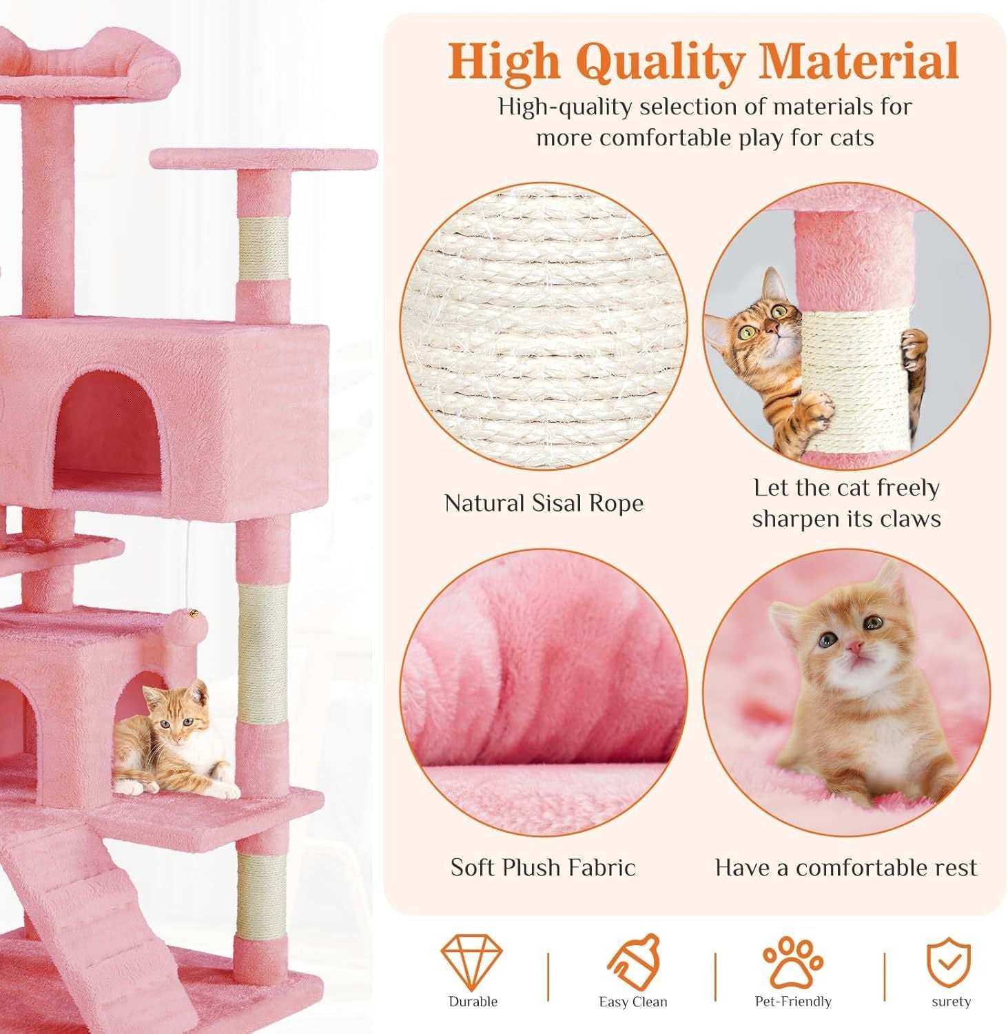 54 Inch Multi-Level Cat Tree Tower - Purrfect Pet Haven
