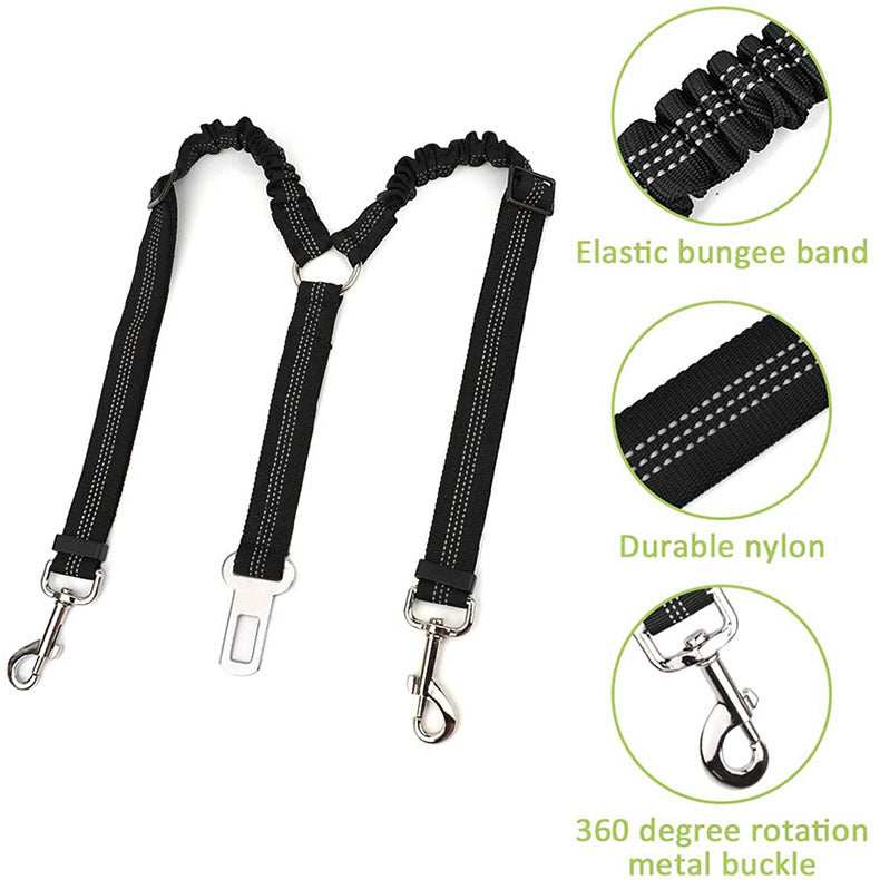 Double-ended Traction Rope Pet Car Seat Belt - Secure Two Pets - Purrfect Pet Haven
