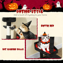 Gothic Cat Tree 78" - Castle Tower with Coffin Bed & Condos - Purrfect Pet Haven