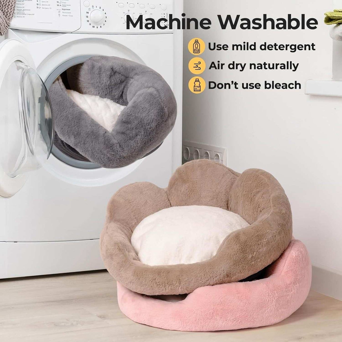 Flower-Shaped Pet Bed - Fluffy Washable Couch for Cats & Small Dogs - Purrfect Pet Haven