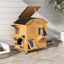 2-Story Wooden Outdoor Cat House - Feral Shelter with Escape Door - Purrfect Pet Haven