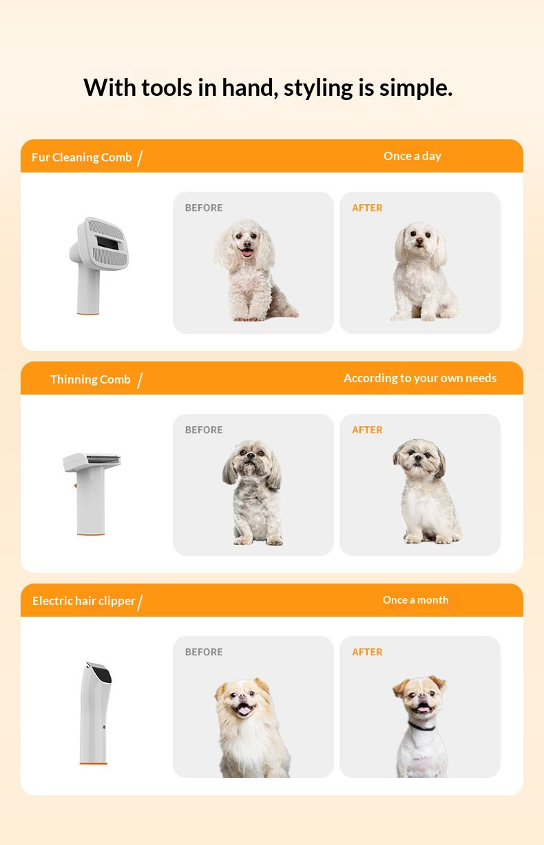 Pet Electric Hair Clipper with Suction - Built-in Vacuum Grooming Tool