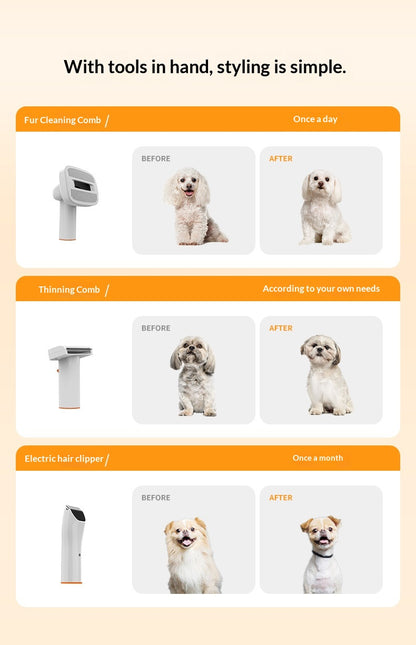 Pet Electric Hair Clipper with Suction - Built-in Vacuum Grooming Tool