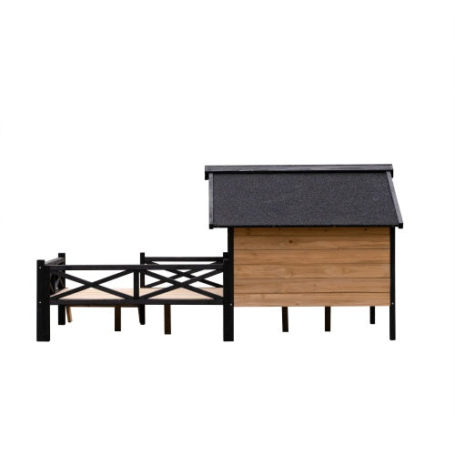 Large Wooden Dog House - Outdoor Cabin with Porch - Purrfect Pet Haven