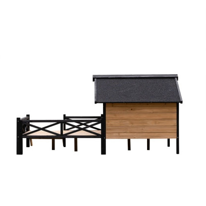 Large Wooden Dog House - Outdoor Cabin with Porch - Purrfect Pet Haven