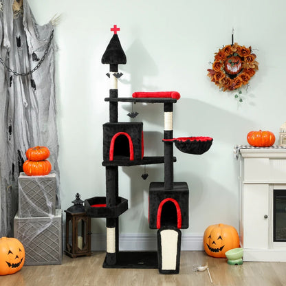 Gothic Cat Tree - Tower With Coffin Bed and 2 Spacious Condos