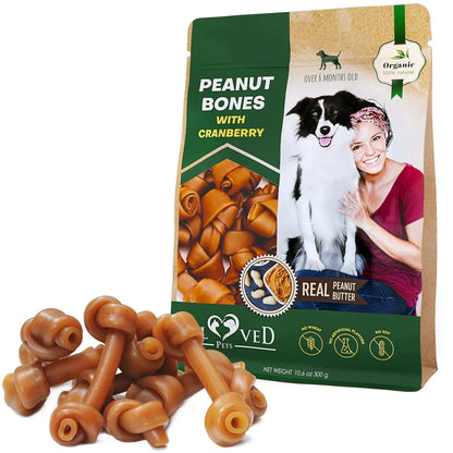 Dog Peanut Butter Bones With Cranberry Rawhide Free Chew Treats Pet Natural Mini & Big Organic Snacks Healthy Collagen & Bulk Best Chews For Small & Large Dogs - Purrfect Pet Haven