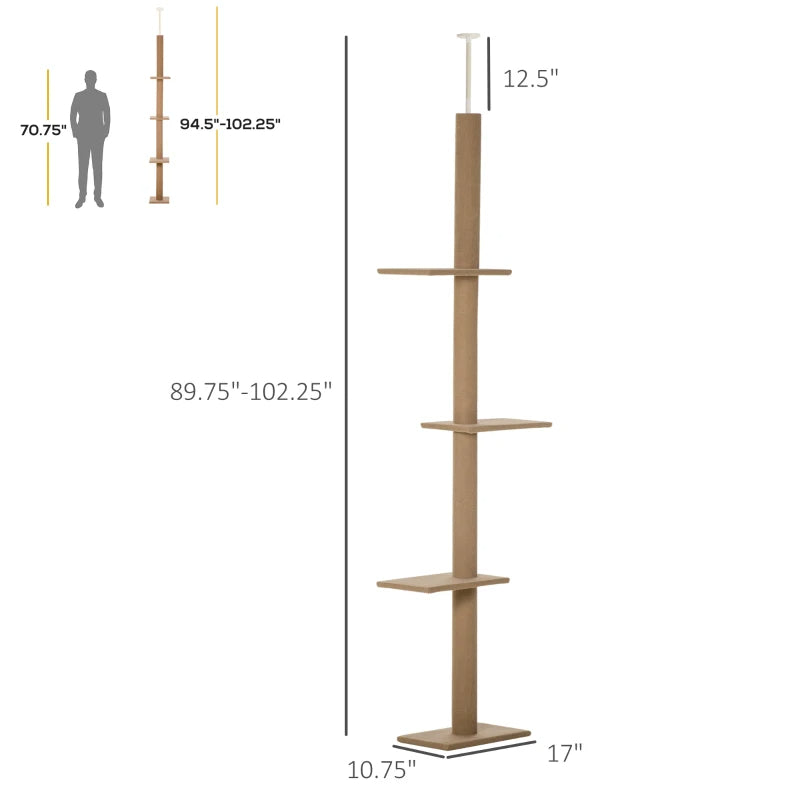Cat Tree - Floor to Ceiling 8.5 Ft Climbing Tower - Purrfect Pet Haven