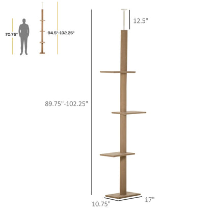 Cat Tree - Floor to Ceiling 8.5 Ft Climbing Tower - Purrfect Pet Haven