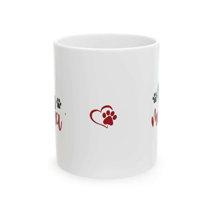 Fur Mama Ceramic Mug - 11oz & 15oz with Heart and Paw Print Design - Purrfect Pet Haven