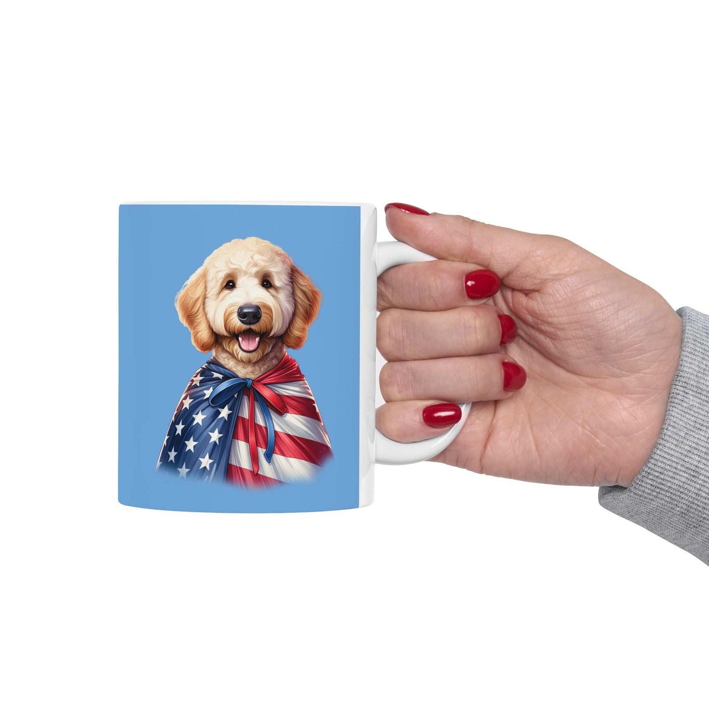Patriotic Goldendoodle Dog Ceramic Mug - 11oz & 15oz - Purrfect Pet Haven