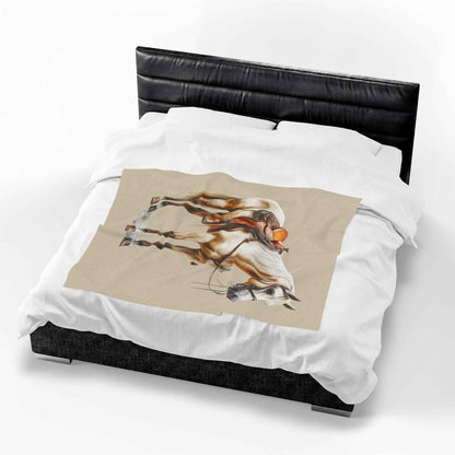 Velveteen Plush Blanket - Saddled Horse Illustration Cozy Throw