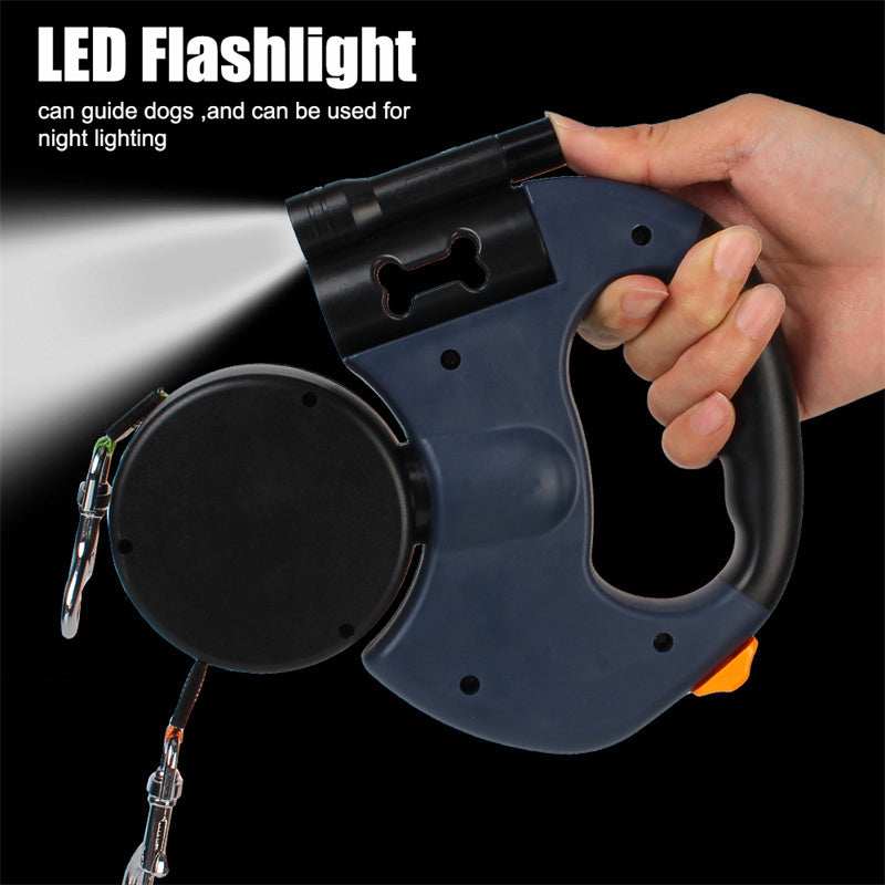 Reflective Swivel Dual Pet Retractable Dog Leash For Small Dogs with Light and Bag Holder - Purrfect Pet Haven