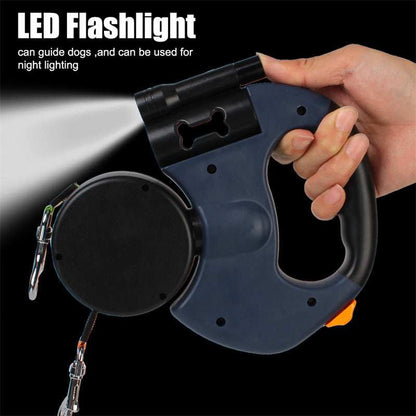 Reflective Swivel Dual Pet Retractable Dog Leash For Small Dogs with Light and Bag Holder - Purrfect Pet Haven