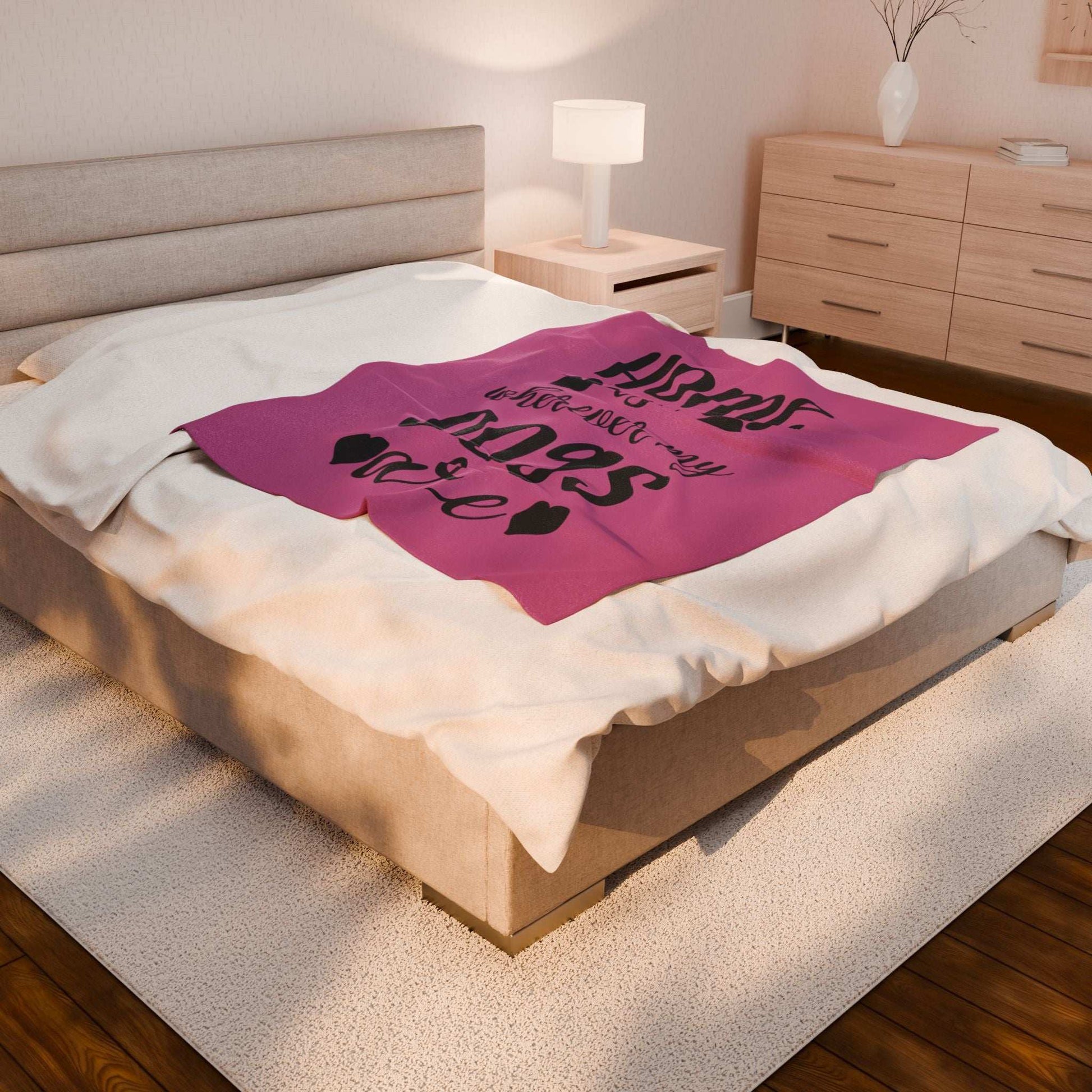 Cozy Pet Lover's Blanket - "Home is Wherever My Dogs Are" - Velveteen Plush - Purrfect Pet Haven