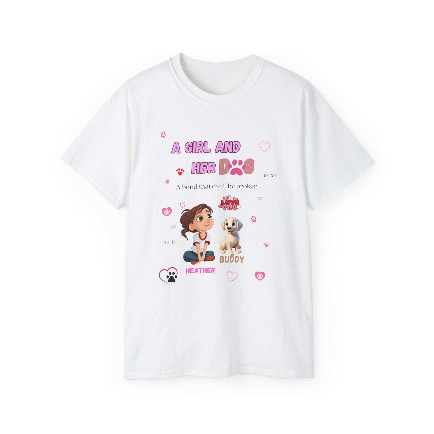 Girl and Her Dog Unisex Tee | Cute Pet Lover Shirt | Personalized Gift - Purrfect Pet Haven