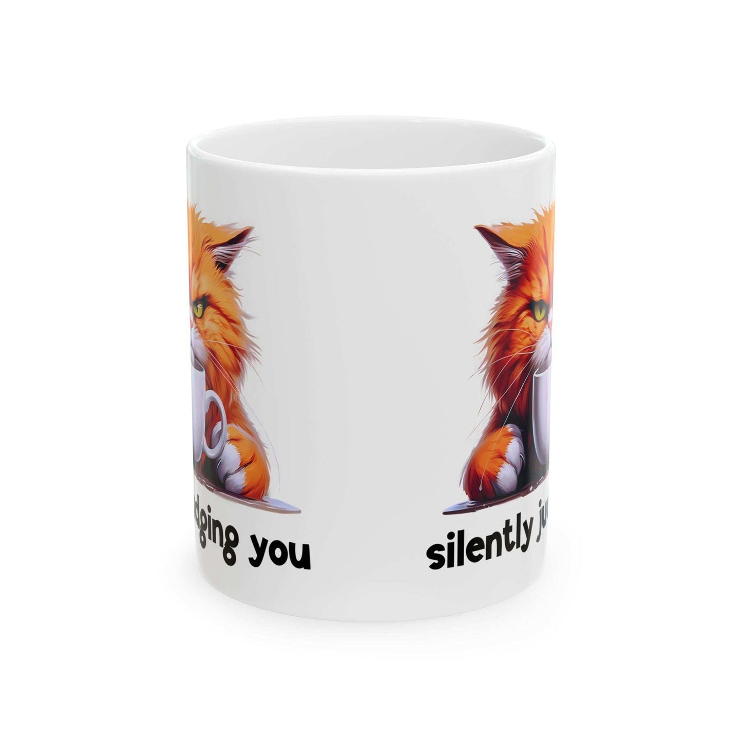 Funny Cat Ceramic Mug - 'Judging You Silently' (11oz, 15oz) | Purrfect Pet Haven