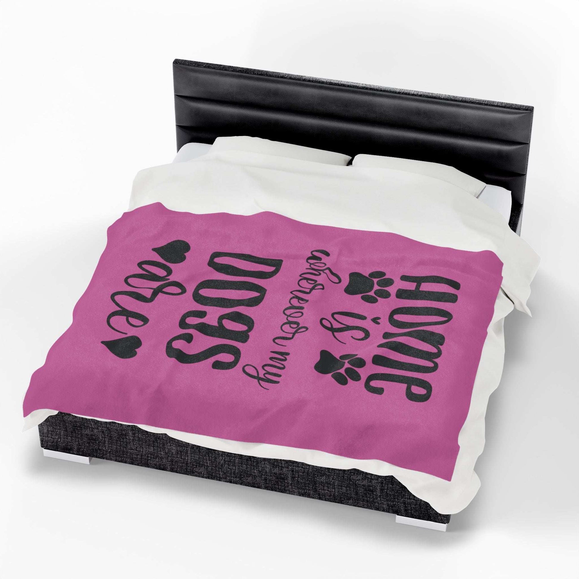 Cozy Pet Lover's Blanket - "Home is Wherever My Dogs Are" - Velveteen Plush - Purrfect Pet Haven