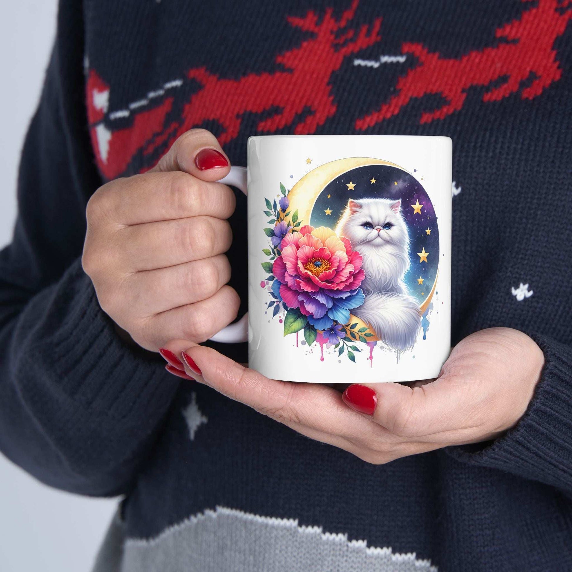 Whimsical Floral Cat Ceramic Mug - 11oz & 15oz - Purrfect Pet Haven